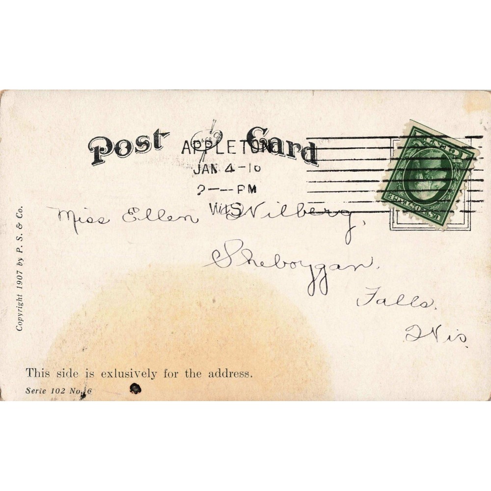 Vtg 1910 Black Cat in Drum Postcard Cant Be Beat PS & Co Appleton WI Used - Picture 2 of 2